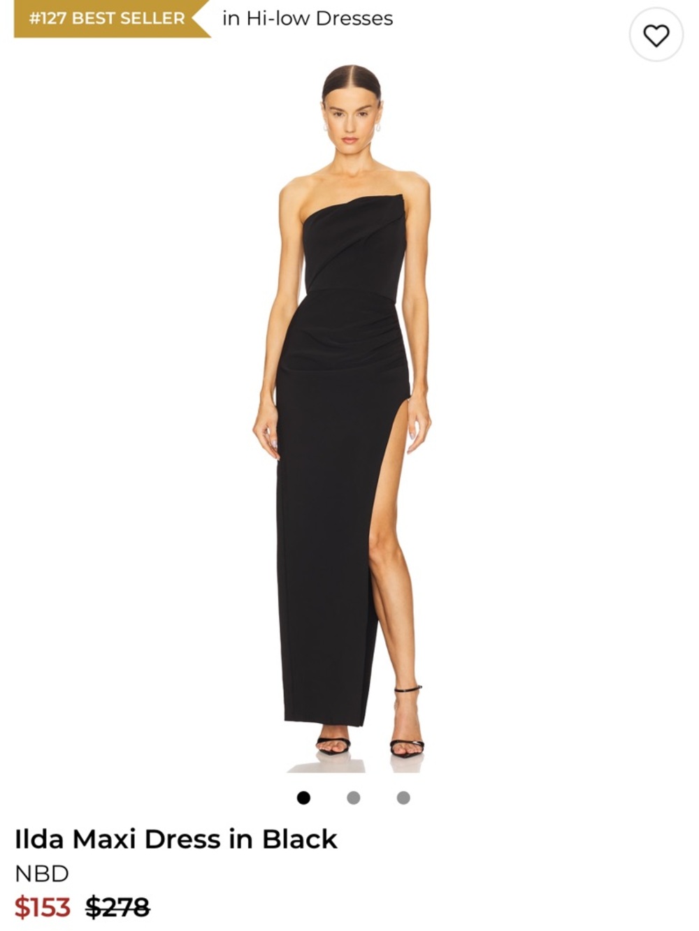 NBD Ilda One-Shoulder Maxi Dress in Black